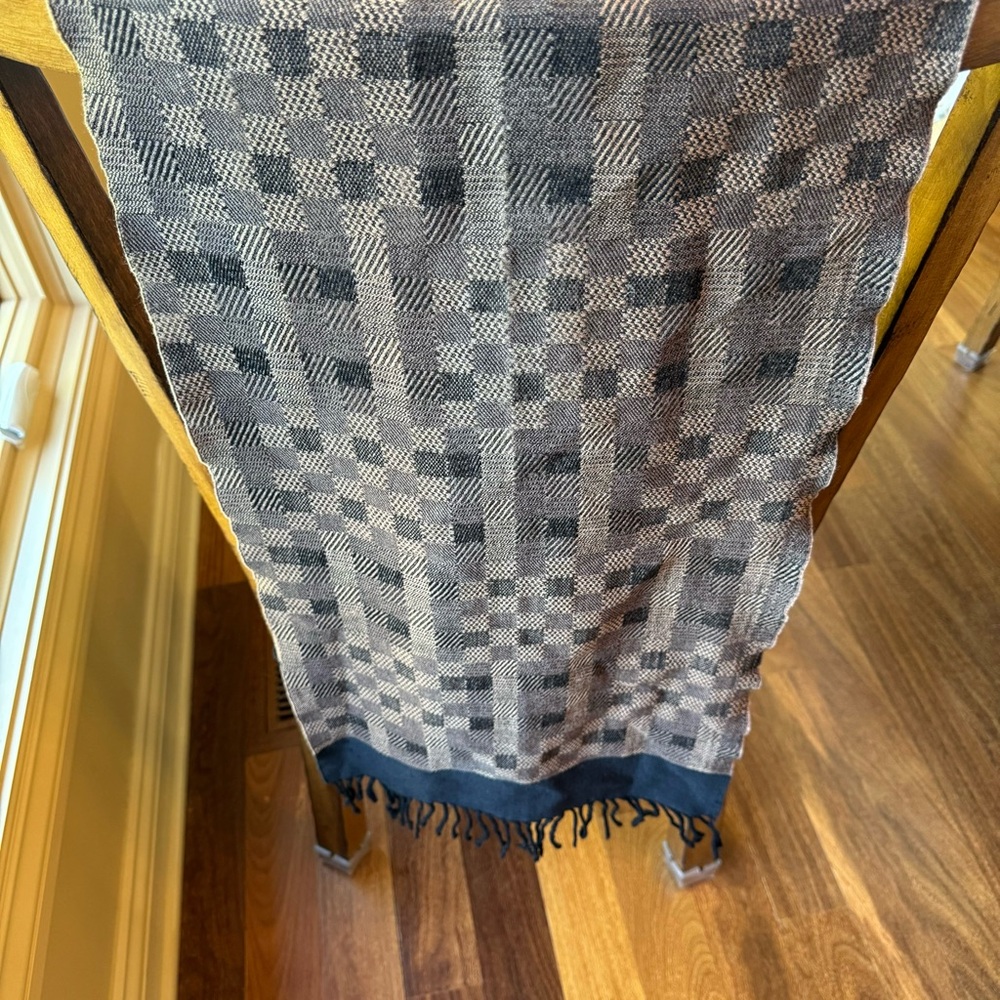 Bruno Piattelli neutral black and beige lambswool scarf